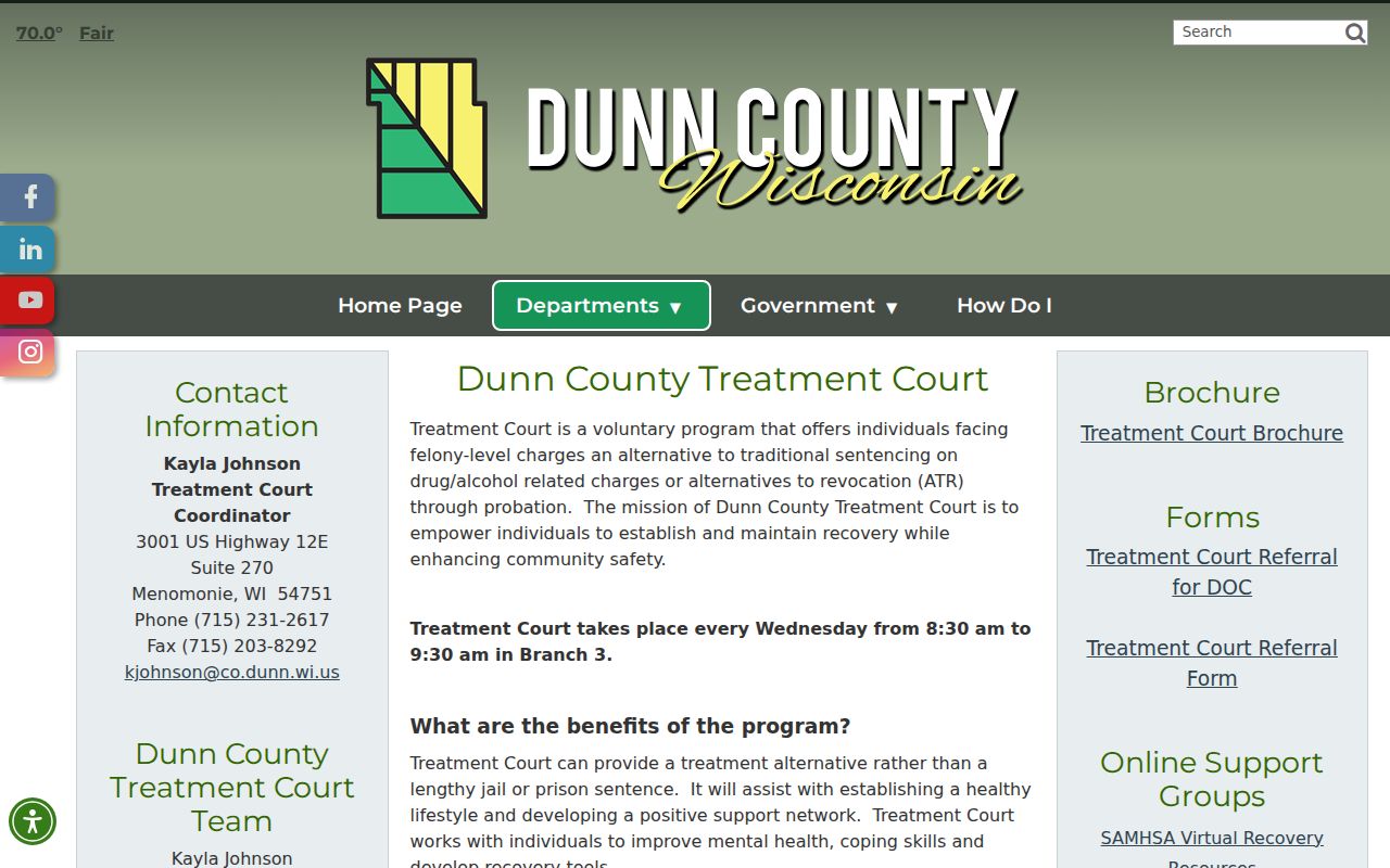 Dunn County Treatment Court public eligibility and referral information