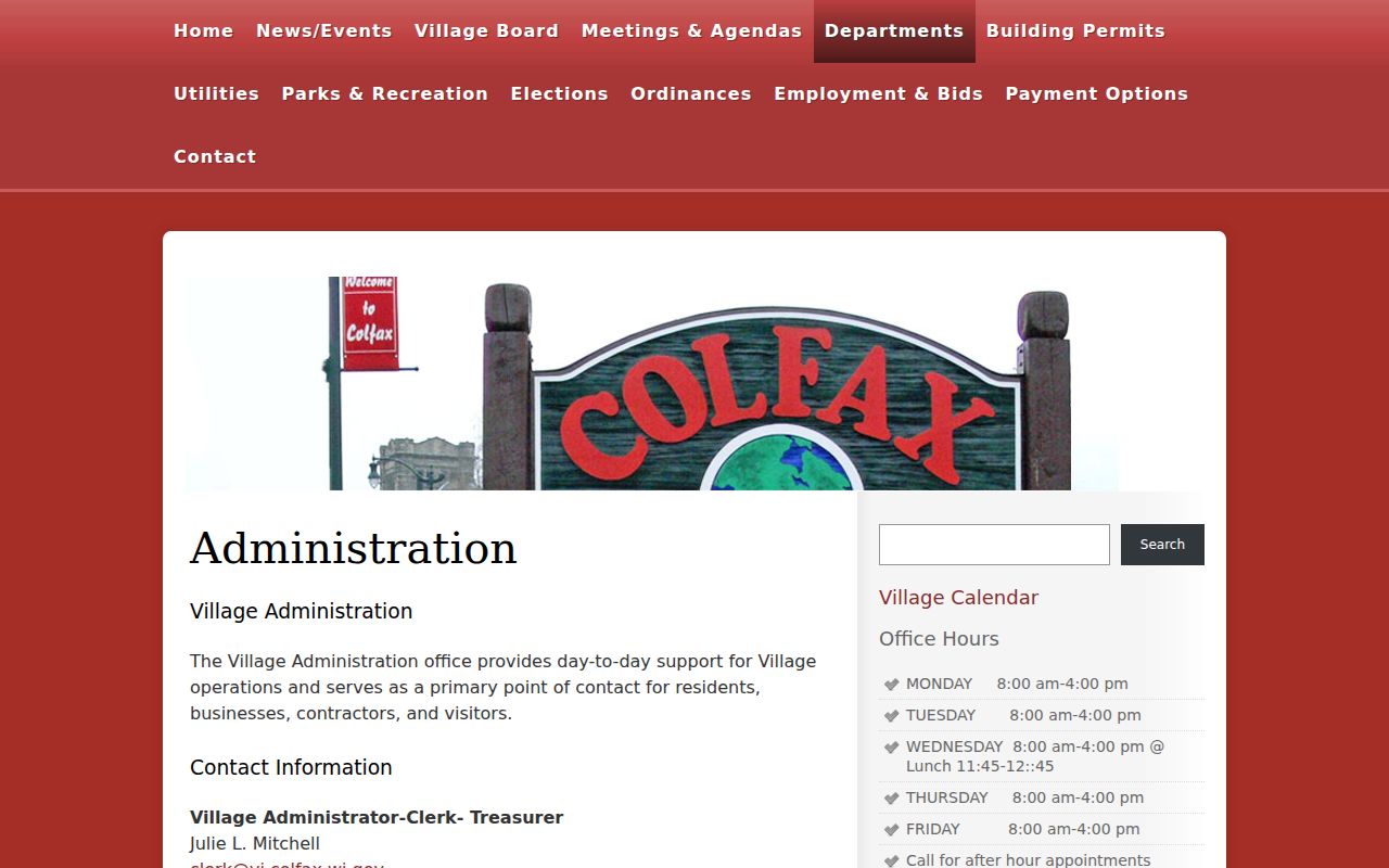 Colfax court record administration and clerk route